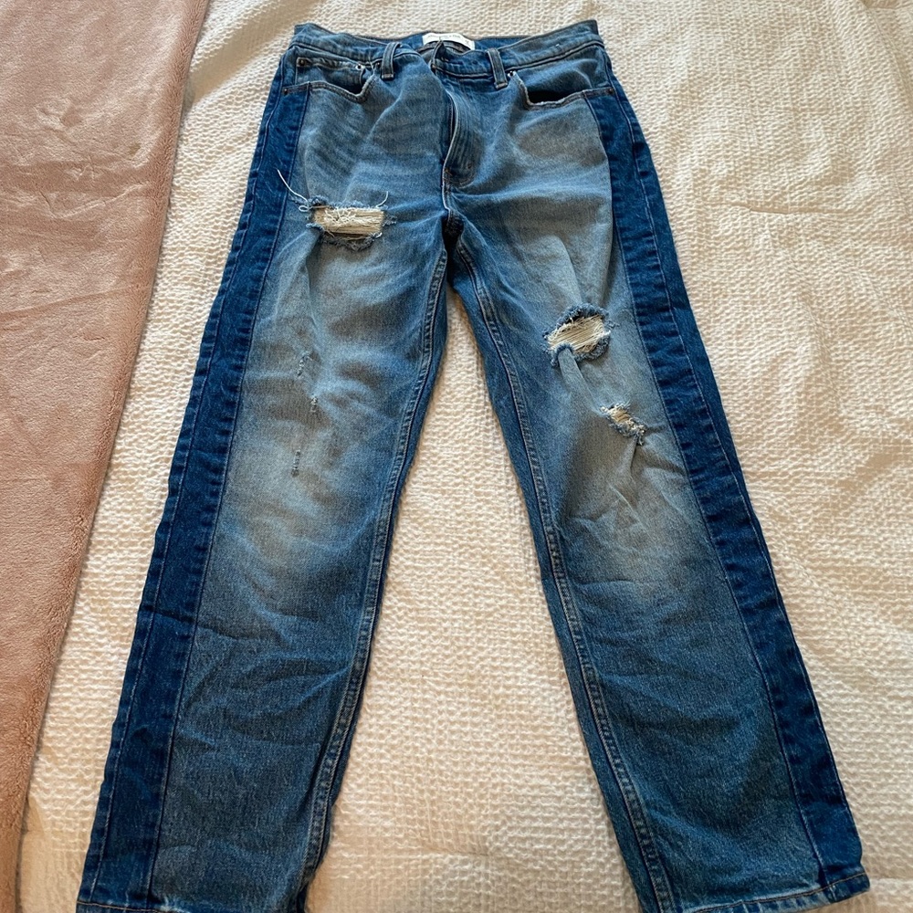 Tricolor High Rise Mom Jeans